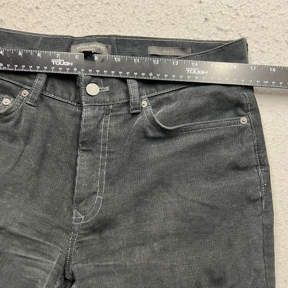 Banana Republic Traveler Corduroy Pants Mens 32x30 Black Slim Fit Stretch Cords
